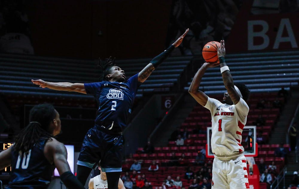 Junior guard Jalin Anderson takes a shot Nov. 11 against Old Dominion at Worthen Arena. Anderson had 8 free throw attempts in the game. Andrew Berger, DN