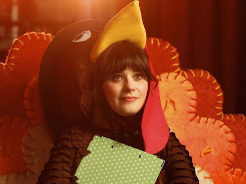 NEW GIRL: Jess (Zooey Deschanel) dresses up for her school Thanksgiving festival in the "Thanksgiving" episode of NEW GIRL airing Tuesday, Nov. 15 (9:01-9:31 PM ET/PT) on FOX. ©2011 Fox Broadcasting Co. Cr: Greg Gayne/FOX