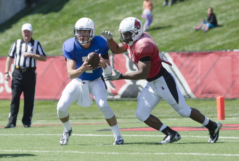 The Ball State football team plays in the spring football game on April 19 at Scheumann Stadium. DN PHOTO BREANNA DAUGHERTY 