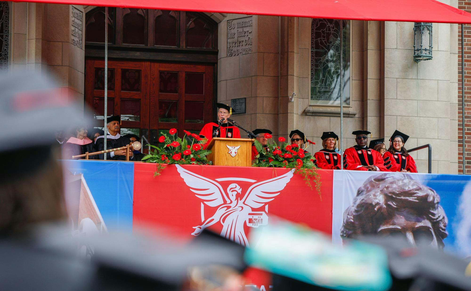 Ball State University President Mearns recognizes all seniors as graduated during commencment May 4 at The Quad. Andrew Berger, DN