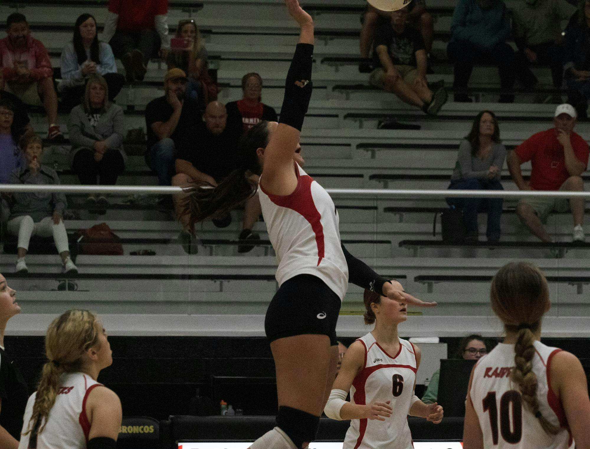 Wapahani sophomore Sophia Beeson hits the ball September 18 during a match against Daleville at Daleville Junior/Senior High School. Zach Carter, DN.
