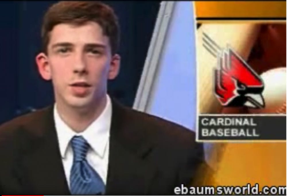 <p>Brian Collins was reporting for NewsLink Indiana when he said the infamous line "Boom goes the dynamite." The video went viral, garnering national fame. <strong>Screen Grab</strong></p>