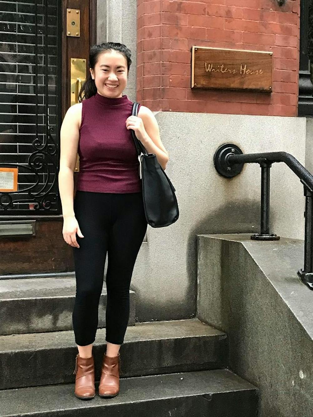 <p>Ball State graduate Natali Cavanagh in front of Writers House in New York City. Cavanagh interned at the literary agency her first semester of her senior year. <strong>Natali Cavanagh, Photo Provided&nbsp;</strong></p>