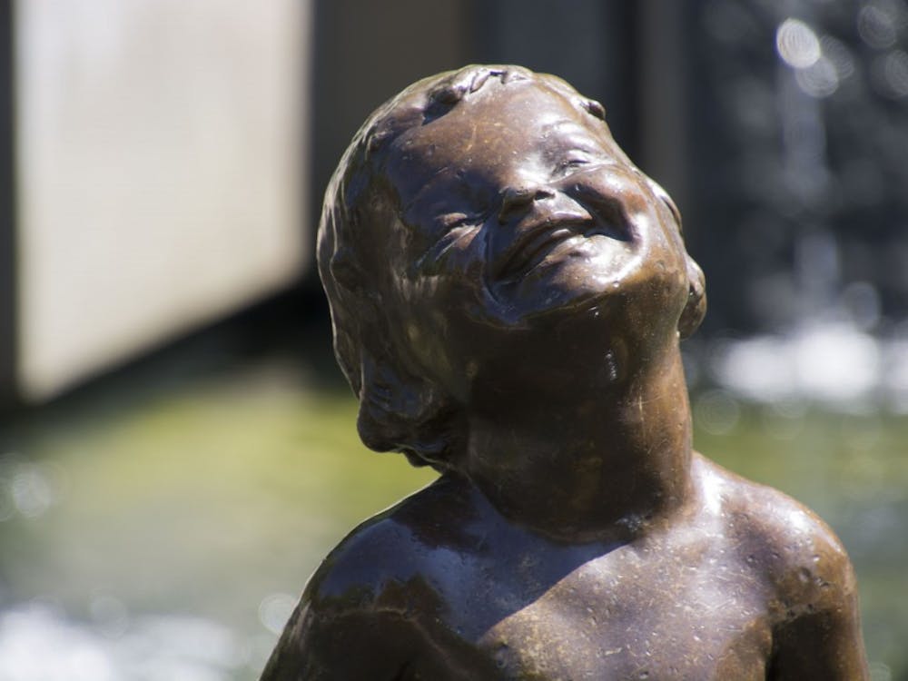 In 1937, Frog Baby came to Ball State. It was originally placed in the Ball State Museum of Art before being moved to the fountain, where it resides today. Samantha Brammer, DN File