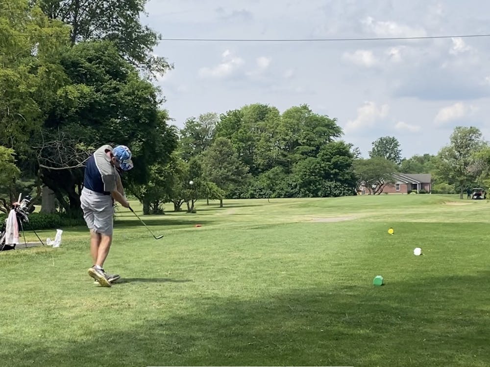 Delta High School's Joseph Edwards tees off at High School Boy's Golf Sectional 16 at Hickory Hills Golf Club in Randolph County, Indiana, June 6, 2022. The Eagles finished second in the Sectional, advancing to Regionals. (Tilmon Clark)