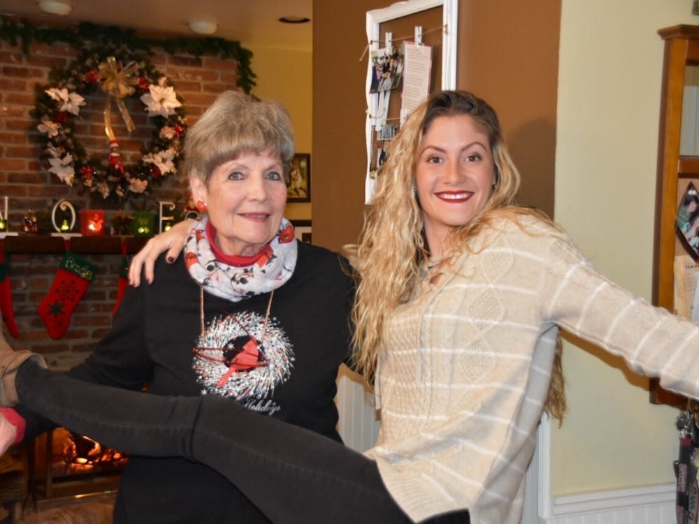 Nancy and Sierra Machinski pose for a photo at a family Christmas event one year. (Neither remember the exact year) Sierra said she and her grandmother have always been very close, which makes her time at Ball State even more special. Kimberly Machinksi, Photo Provided
