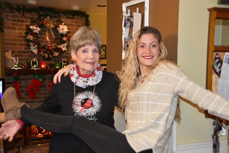 Nancy and Sierra Machinski pose for a photo at a family Christmas event one year. (Neither remember the exact year) Sierra said she and her grandmother have always been very close, which makes her time at Ball State even more special. Kimberly Machinksi, Photo Provided
