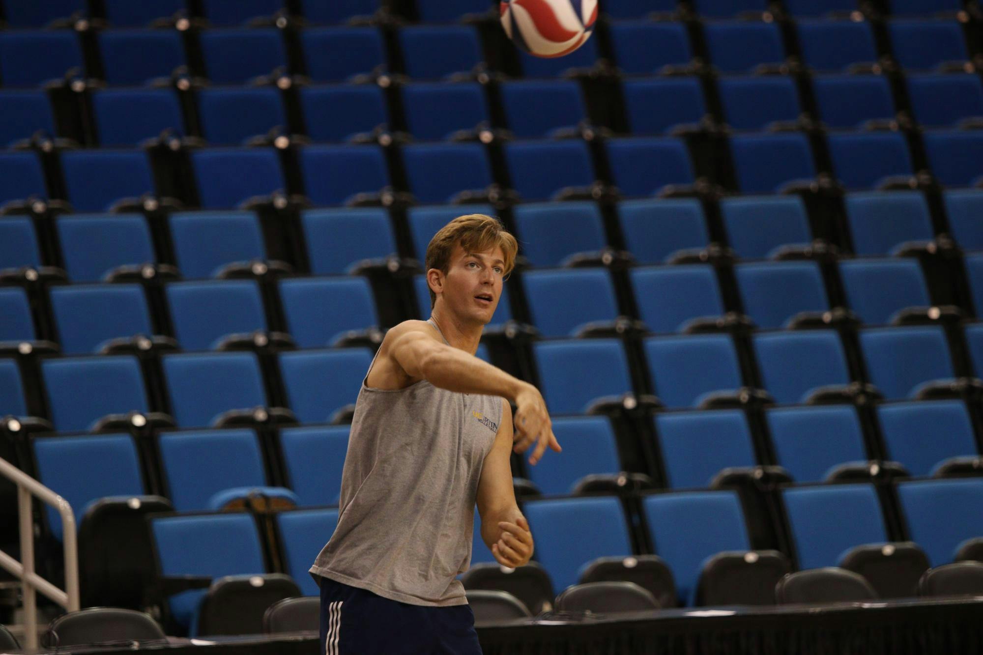 UC Irvine men's volleyball practices ahead of the NCAA Tournament Championship May 10 at Pauley Pavilion in Los Angeles. Kyle Stout, DN