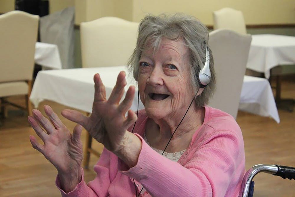 Music and Memory-Muncie works with alzheimer's and dementia nursing home residents in hopes to help them remember who they are through means of music. Ruth Pierce, one of the beneficiaries of the program, enjoys listening to Elvis Presley, Frank Sinatra and big band music. PHOTO PROVIDED BY TYLER SPARKMAN