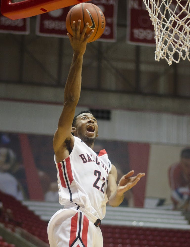 Freshman guard Jeremie Tyler attempts a lay-up after stealing the ball during the game against Grambling on Nov. 24 at Worthen Arena. DN PHOTO BREANNA DAUGHERTY