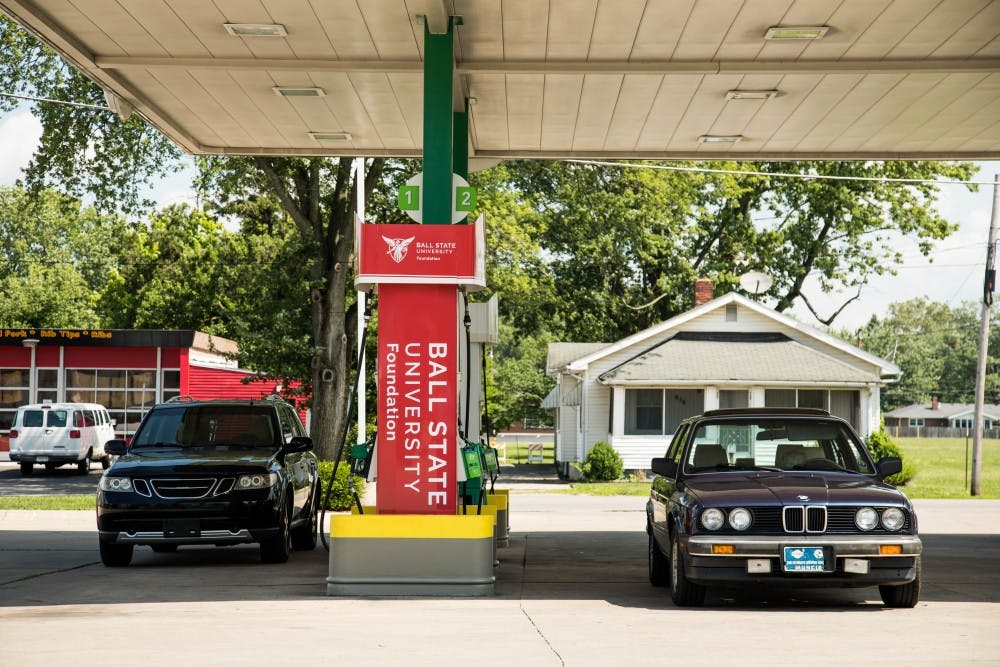 The Ball State Foundation has a gas pump at the BP Gas Station at the intersection of Centennial and Wheeling. Rachel Ellis, DN