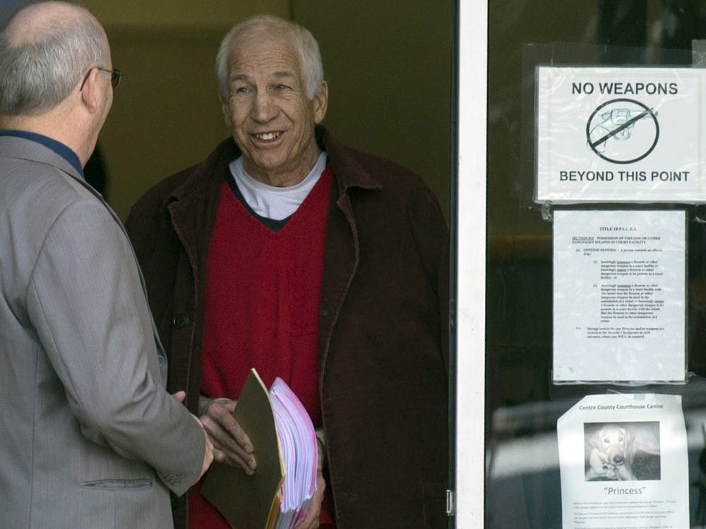 Jerry Sandusky, the man who was convicted of 45 criminal counts of sexual abuse, leaves a hearing earlier in the year. Penn State will pay out settlements to 26 young men that will total $59.7 million. MCT PHOTO