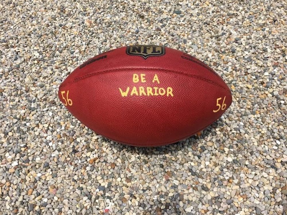 This football will be presented to Andy Cullum in memory of his brother Alex Cullum after the world’s longest field goal approach event. Alex Cullum died from electrocution from down power lines following a car accident. Benji Koontz, Photo Provided