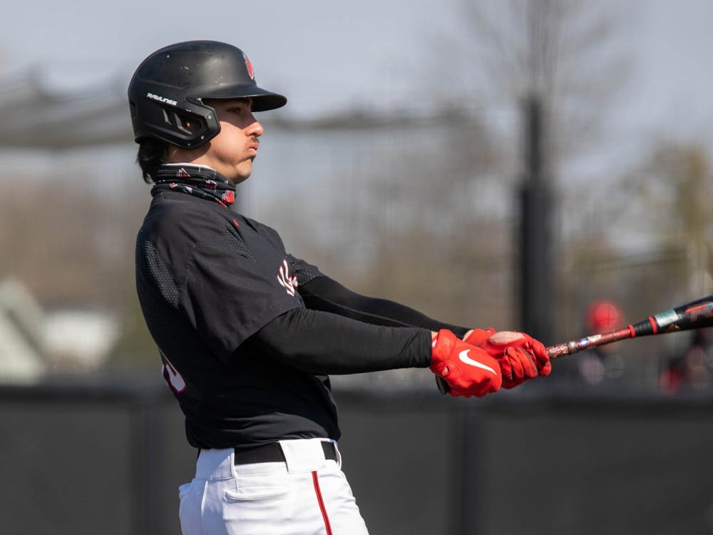 Junior first baseman Trenton Quartermaine reacts after missing the ball April 3, 2021, at Ball Diamond at First Merchants Ballpark Complex. Ball State won their first game of the day 10-1 against the Bulldogs. Jaden Whiteman, DN
