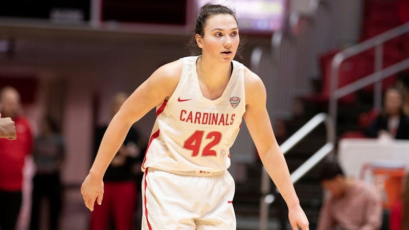 Freshman forward Annie Rauch had 13 points and nine rebounds in the Cardinals come from behind win over Buffalo on Jan. 22 at Worthen Arena. The final score was 69-65. (Ball State Athletics, photo provided)&nbsp;