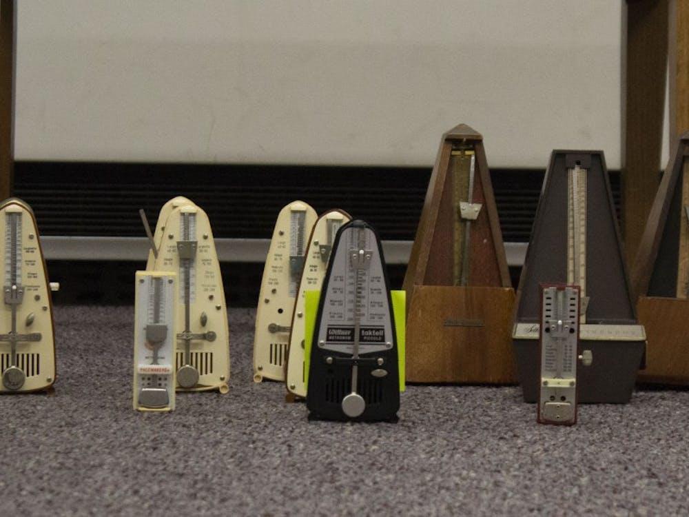 Amelia Kaplan, associate professor of music composition, is tracking down 100 metronomes for a concert Dec. 6, 2018, in Sursa Performance Hall. The piece, "Poéme Symphonique," utilizes 100 mechanical metronomes in a single musical composition. Patrick Murphy, DN