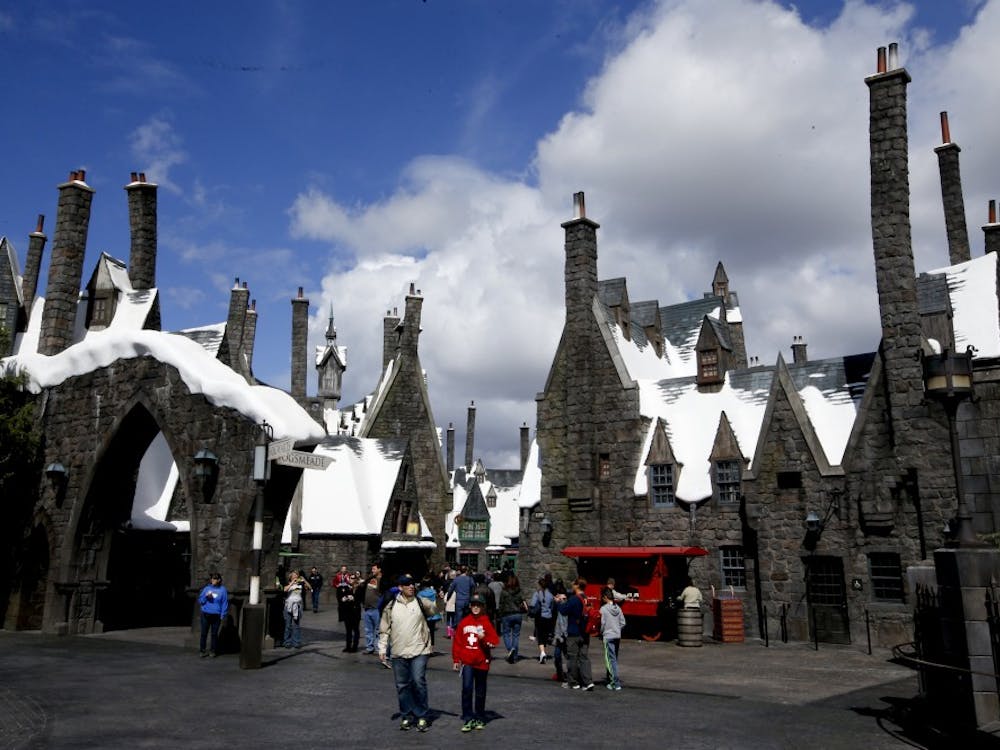 Visitors stroll through Hogsmeade village at the Wizarding World of Harry Potter at Universal Studios Hollywood on March 7, 2016. (Mark Boster/Los Angeles Times/TNS)