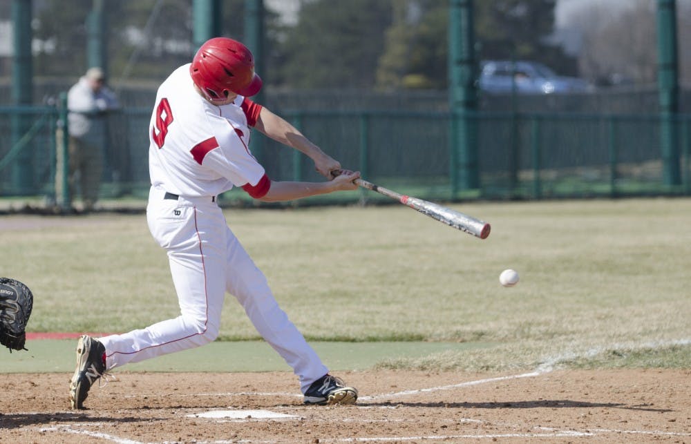 Sean Godfrey attempts to hit the ball against Bowling Green on March 21 at Ball Diamond. Godfrey has the potential to be picked in the 2014 First-Year Player Draft. DN FILE PHOTO BREANNA DAUGHERTY 