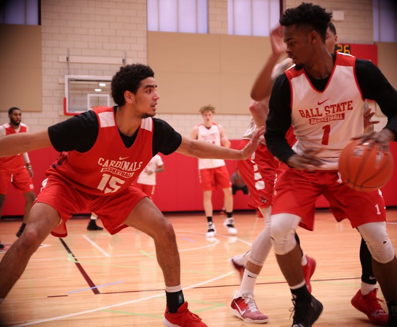 Sophomore forward Zach Gunn defends redshirt junior guard K.J. Walton during a practice at Dr. Don Schondell Practice Center on Nov 29, 2018. Jack Williams,DN