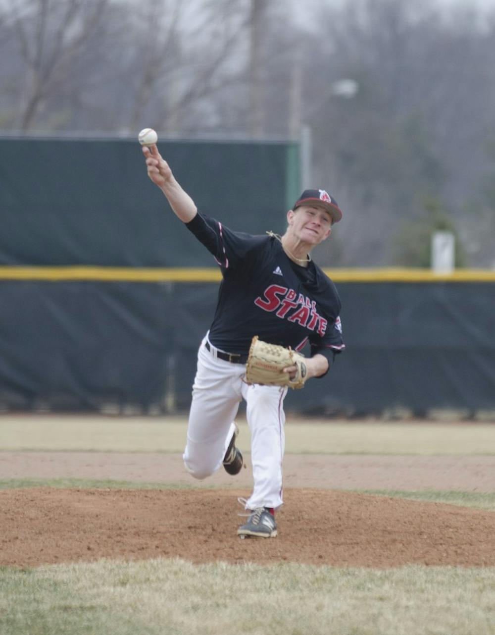 Zach Plesac pitches the ball in the game against Bowling Green on March 22 at Ball Diamond. Plesac was named the National Freshman Pitcher of the Year by the Collegiate Baseball Newspaper. DN FILE PHOTO BREANNA DAUGHERTY 