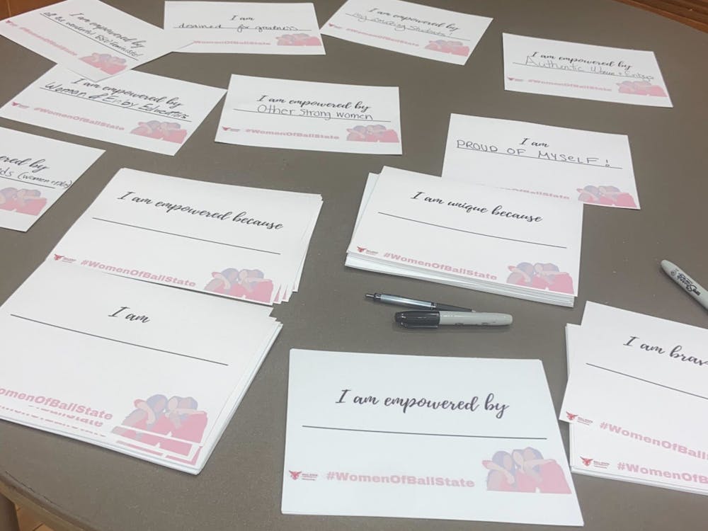 “I Am” statements set out for people to write on at ‘Women of Ball State’ March 23. ‘Women of Ball State’ is an event for Ball State’s Women week. Jamie Strouts, DN