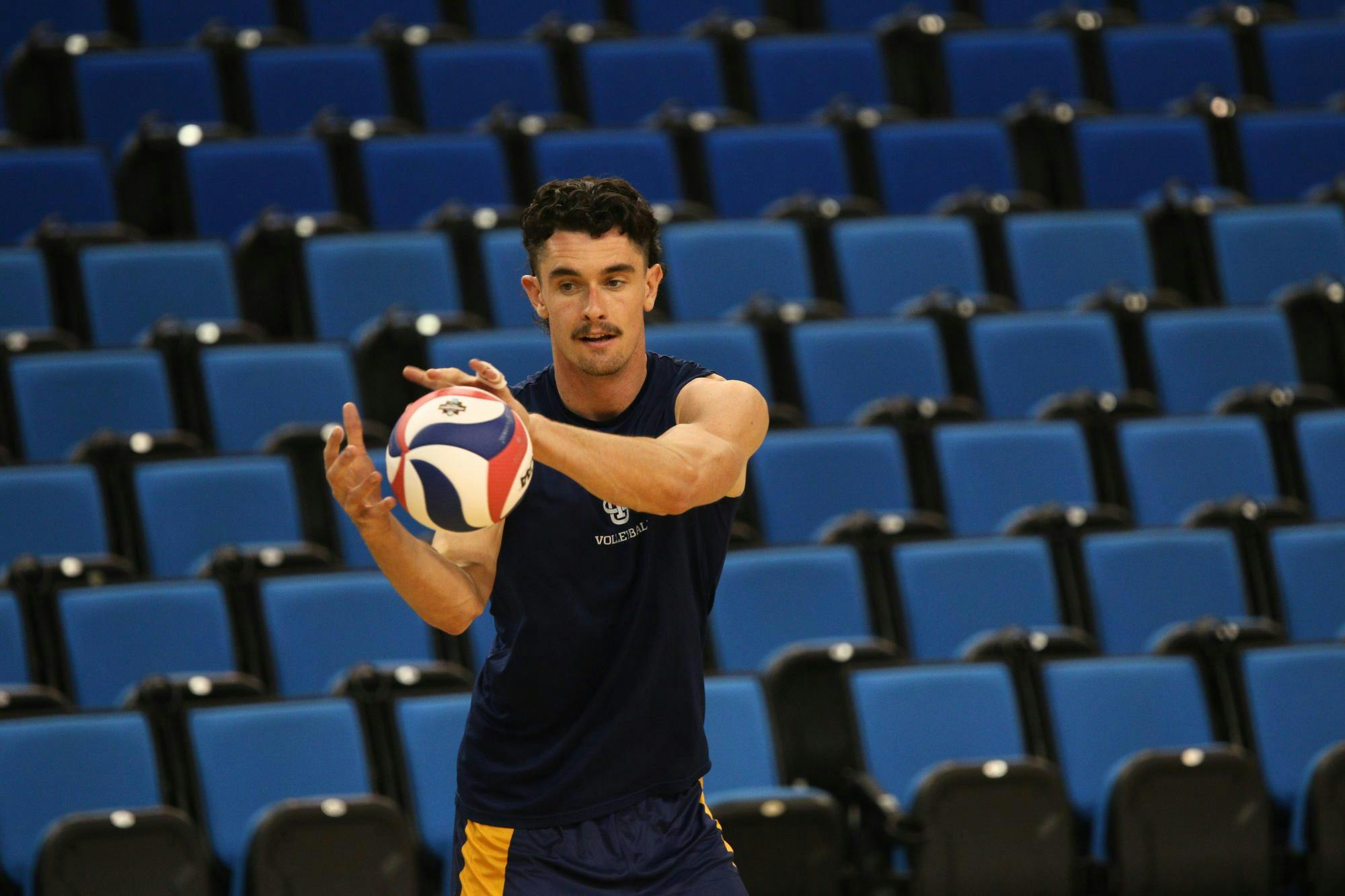 UC Irvine men's volleyball practices ahead of the NCAA Tournament Championship May 10 at Pauley Pavilion in Los Angeles. Kyle Stout, DN