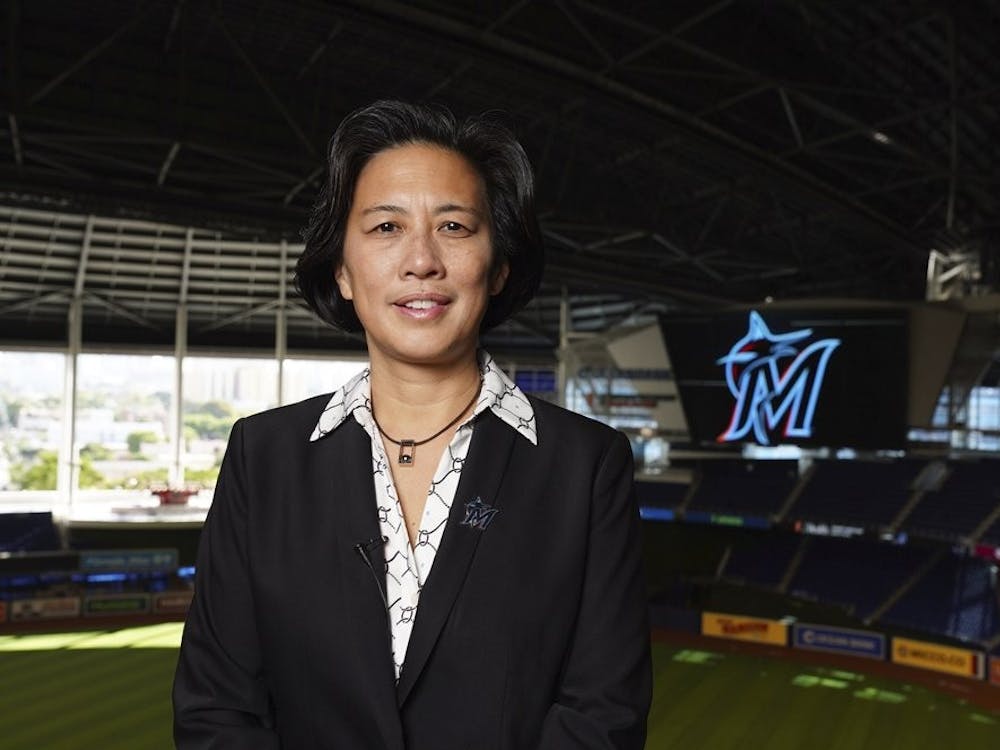 New Miami Marlins general manager Kim Ng poses for a photo at Marlins Park stadium before being introduced during a virtual news conference, Monday, Nov. 16, 2020, in Miami. Ng discussed her climb to become the first female GM in the four major North American professional sports leagues. AP, Photo Courtesy