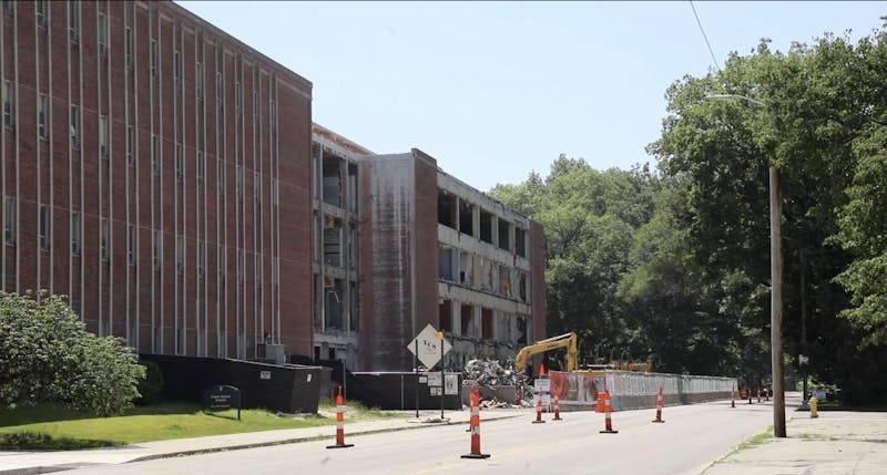 Construction is underway at the Cooper Science Complex at Ball State University in June 2022. Plans to remodel and renovate the complex have been in the works for years. (Adanna Mbanu and Josie Brackett)