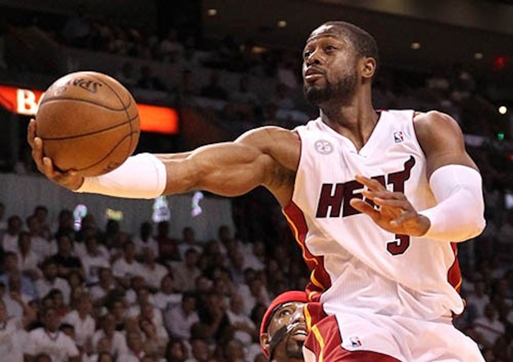 Miami Heat's Dwyane Wade gets inside for two during the second quarter in Game 5 of the NBA Eastern Conference playoffs against the Chicago Bulls. The game took place at the American Airlines Arena in Miami, Fla., on Wednesday. MCT PHOTO 