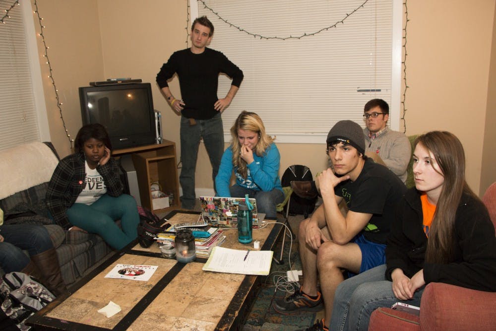 Empower reacts to the results of the Student Government Association executive board election Feb. 25. The slate learned the results after a delay.  DN PHOTO TAYLOR IRBY