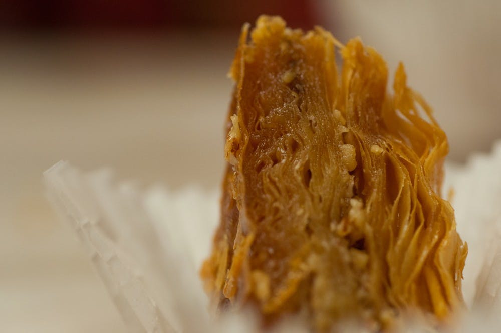 The food choice for Greece was Baklava. Water was give to guests throughout the Amazing Taste. DN PHOTO JASON CONERLY