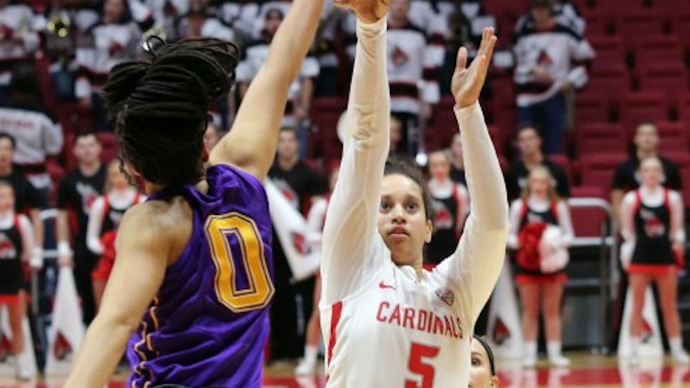 Ball State freshman Maliah Howard-Bass shoots two during the Cardinals’ game against Lipscomb on Nov. 15 in John E. Worthen Arena. Howard-Bass had nine points. Paige Grider, DN