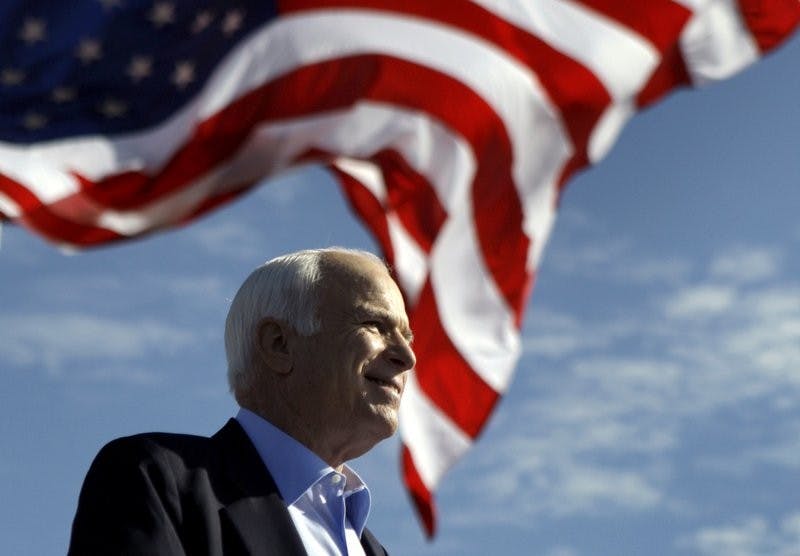 In this Nov. 3, 2008, file photo, Republican presidential candidate Sen. John McCain, R-Arizona, speaks at a rally in Tampa, Fla. Aide says senator, war hero and GOP presidential candidate McCain died Saturday, Aug. 25, 2018. He was 81. Carolyn Kaster, AP Photo