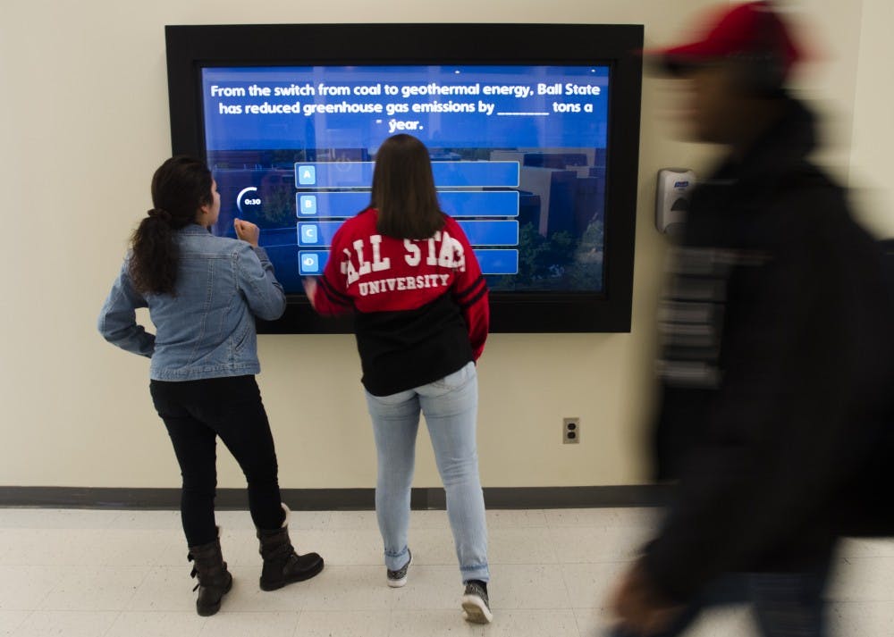 <p>There is a large touchscreen in the&nbsp;Ball Communication Building that is known for their games that are developed by Digital Corps, which is located across the hallway. The screen, Multi User Touch Technology, was put in BC in 2012 to help the&nbsp;Digital Corps keep up with current technology. <em>DN PHOTO BREANNA DAUGHERTY</em></p>
