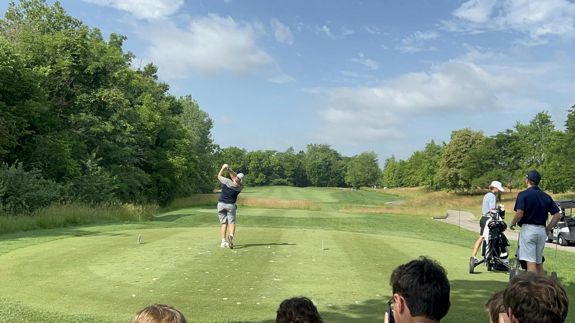 Delta Boys Golf junior Riley Bratton tees off during day two of the Indiana High School Boys Golf State Finals in Carmel, Indiana, June 15, 2022. Bratton shot an 85 on the day. (Lynde Bratton)
