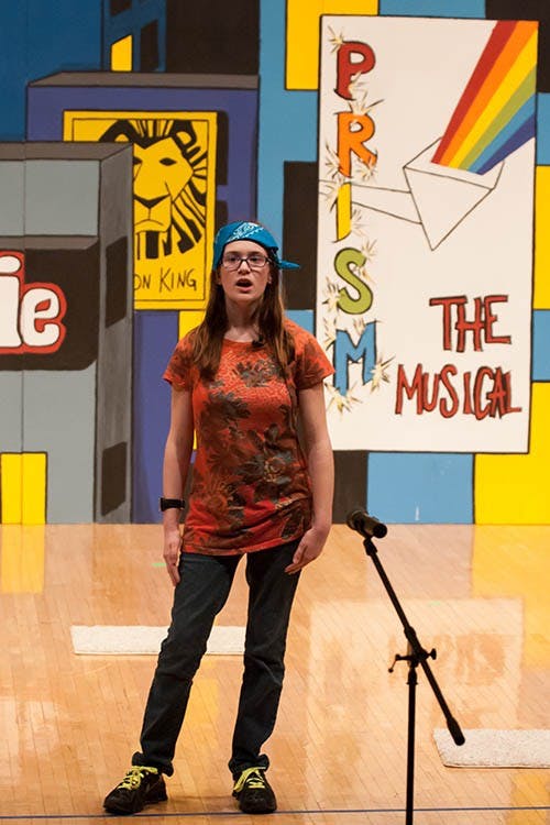 Madison Stevenson sings a solo during a rehearsal of the Prism Project. The show opens at 7:30 p.m. in Pruis Hall. DN PHOTO TAYLOR IRBY