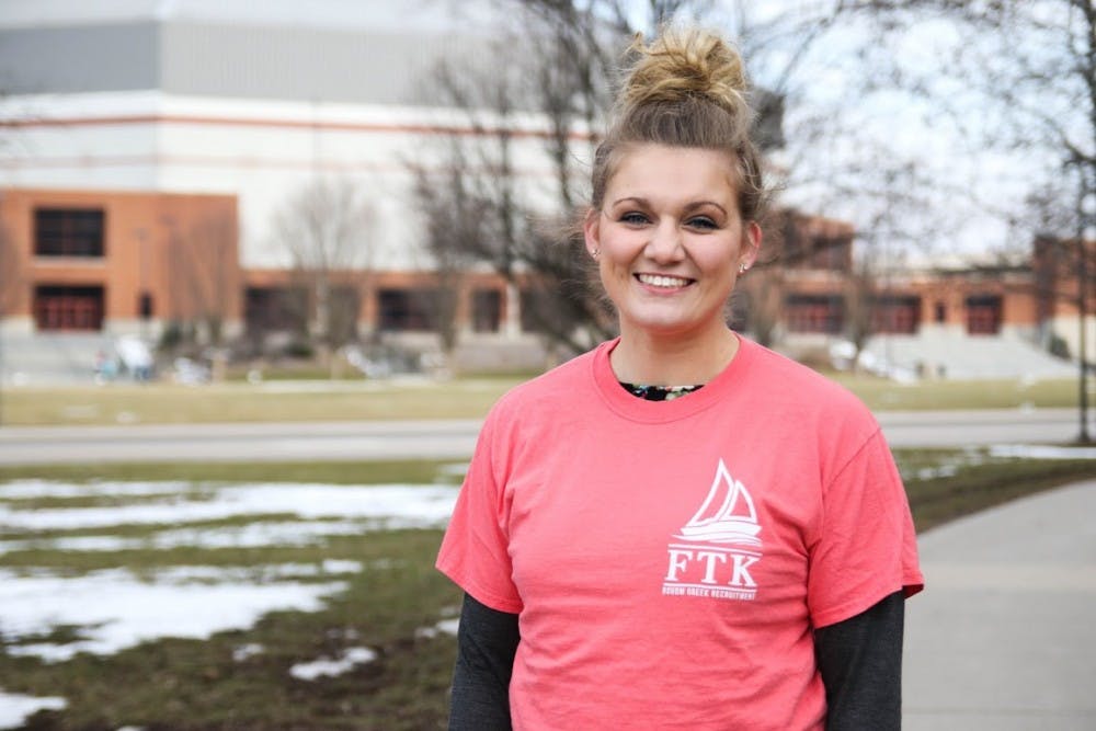 <p>Beka Lockwood has been a patient at Riley Hospital for Children since the age of 13. Lockwood attends Dance Marathon to give back to the organization that has helped support and treat her for seven years now. <em>DN PHOTO REAGAN ALLEN</em></p>