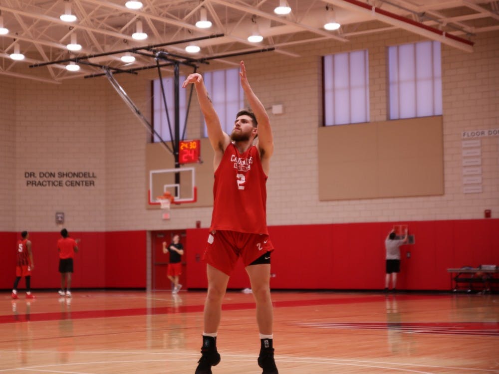 Redshirt senior guard Tayler Persons shoots free throws to cool down &nbsp;during a practice at Dr Don Schondell Practice Center on Nov 29, 2018. Jack Williams,DN
