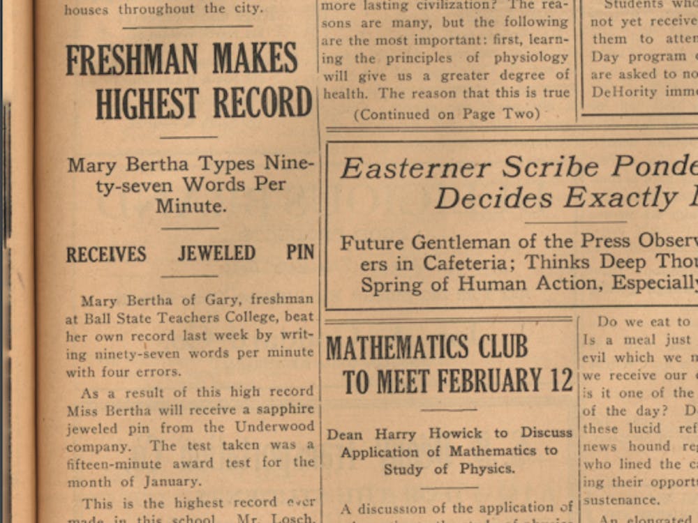 On Feb. 6, 1930, the Easterner published a story about a student setting a record typing speed at 97 words per minute. The Easterner later became the Daily News. Digital Media Repository, photo courtesy