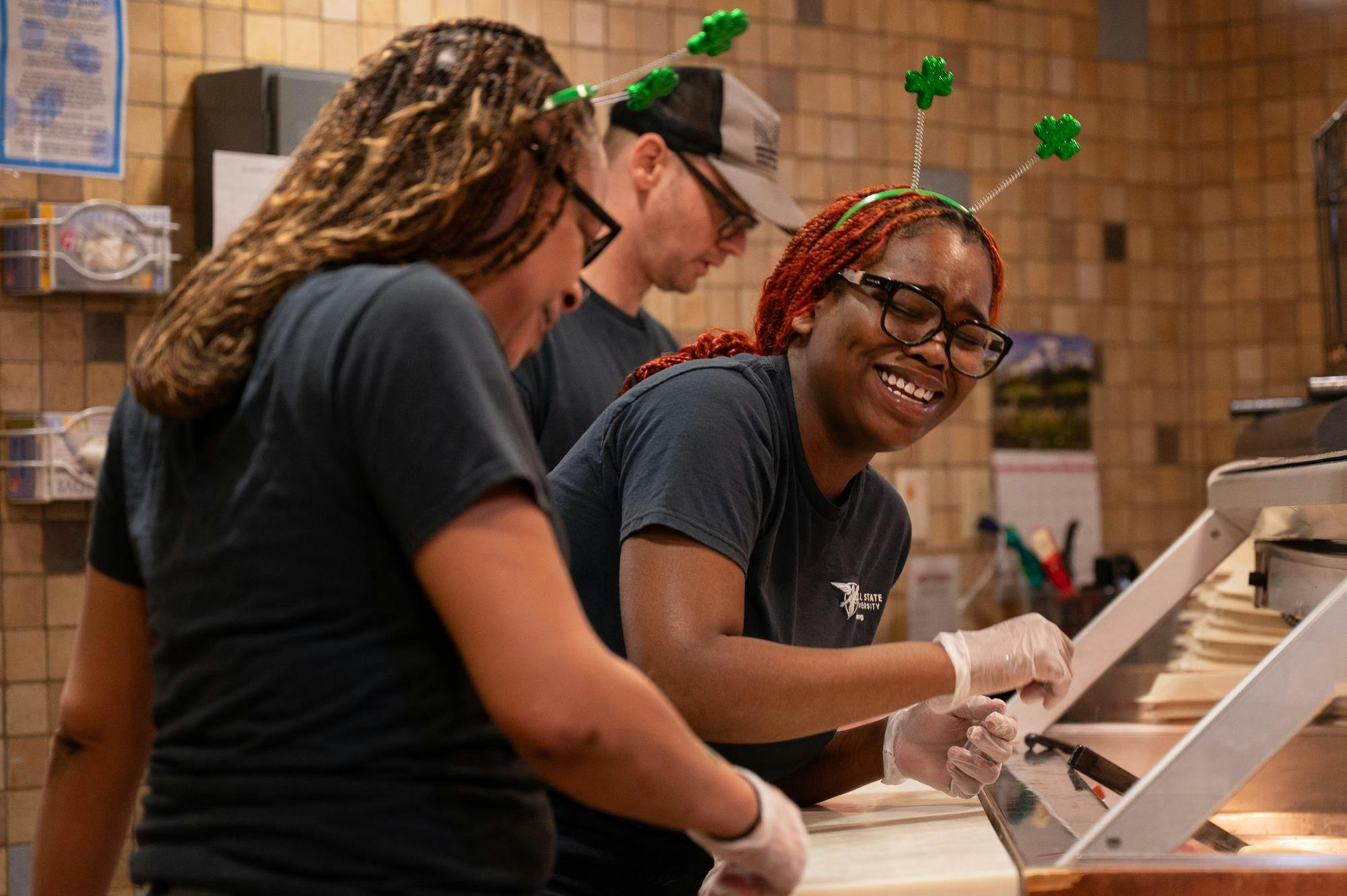 Ball State University Dining Services hosts the Saint Patrick's Day Meal event on March 17 in the Woodworth Dining Complex. The event had many different foods from a regular menu including Guinness Stew, Impossible Shepherd's Pie, Shamrock Smoothies, and more.