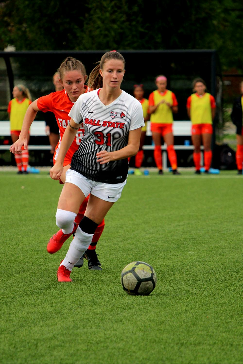 Senior Tatiana Mason goes for the ball agaisnt Bowling Green on Oct. 7, 2021, at Briner Sports Complex in Muncie, IN. Amber Pietz, DN