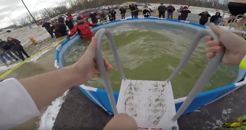 Members of the Ball State Phi Sigma Kappa took a bus to IPFW on Feb. 13 to jump into a pool of freezing water for Special Olympics Indiana. Ball State students raised the most amount of money for the Special Olympics Indiana Polar Plunge. DN PHOTO JENNA LISTON