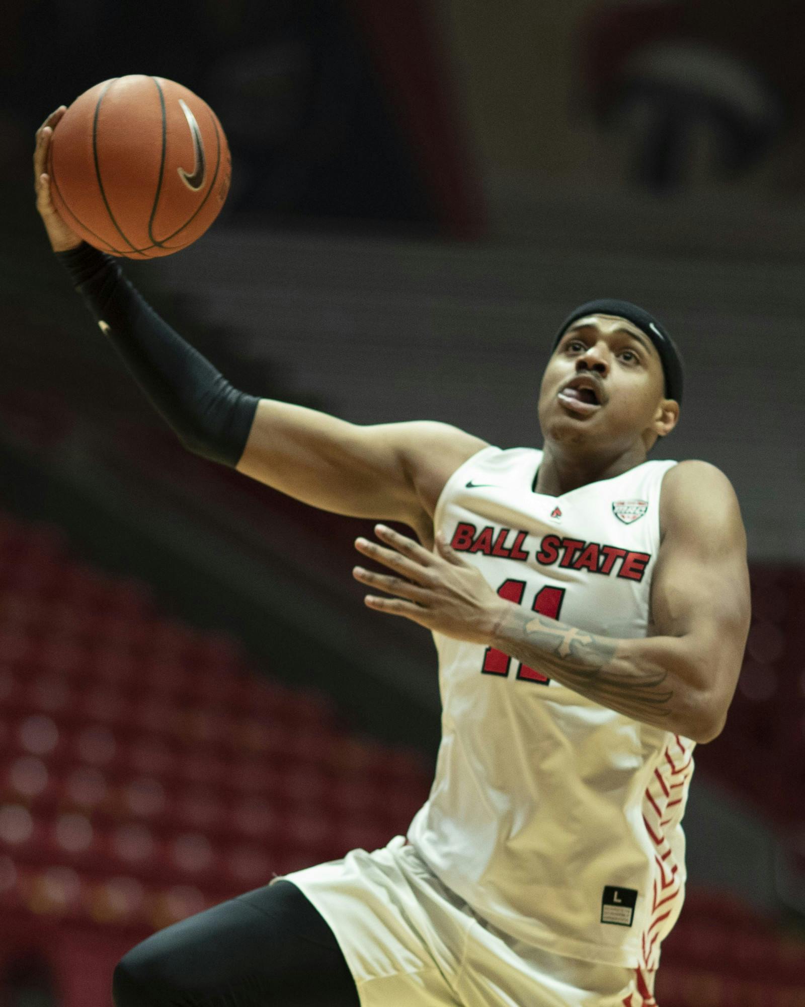Ball State Cardinals redshirt sophomore guard Jarron Coleman goes for a dunk during a game against the Kent State Golden Flashes Feb. 24, 2021, at John E. Worthen Arena. The Cardinals beat the Golden Flashes 90-71. Jacob Musselman, DN