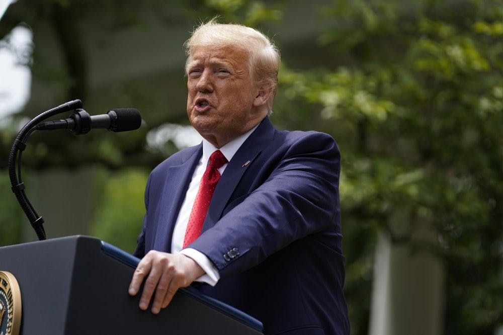 Former president Donald Trump speaks during an event on police reform, in the Rose Garden of the White House, June 16, 2020, in Washington. (AP Photo/Evan Vucci)