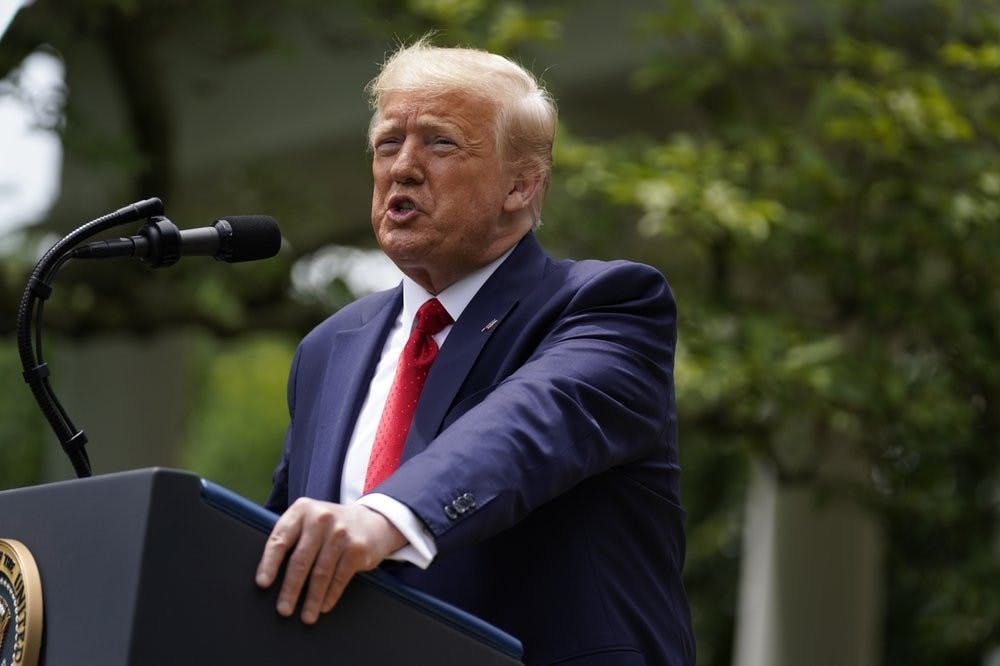 <p>President Donald Trump speaks during an event on police reform, in the Rose Garden of the White House, June 16, 2020, in Washington. <strong>(AP Photo/Evan Vucci)</strong></p>