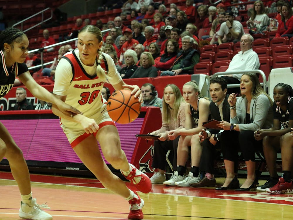 Redshirt senior Anna Clephane drives to the hoop in a game against IUPUI Dec. 8 at Worthen Arena. Clephane finished with 11 points. Brayden Goins, DN