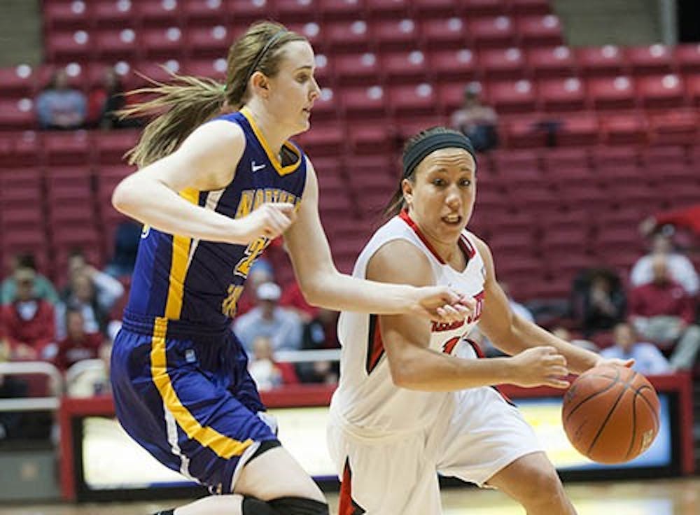 Junior guard Brandy Woody makes a push past Northern Iowa during their game March 17 Ball State will take on Kansas State today as part of the WNIT tournament. DN FILE PHOTO JONATHAN MIKSANEK