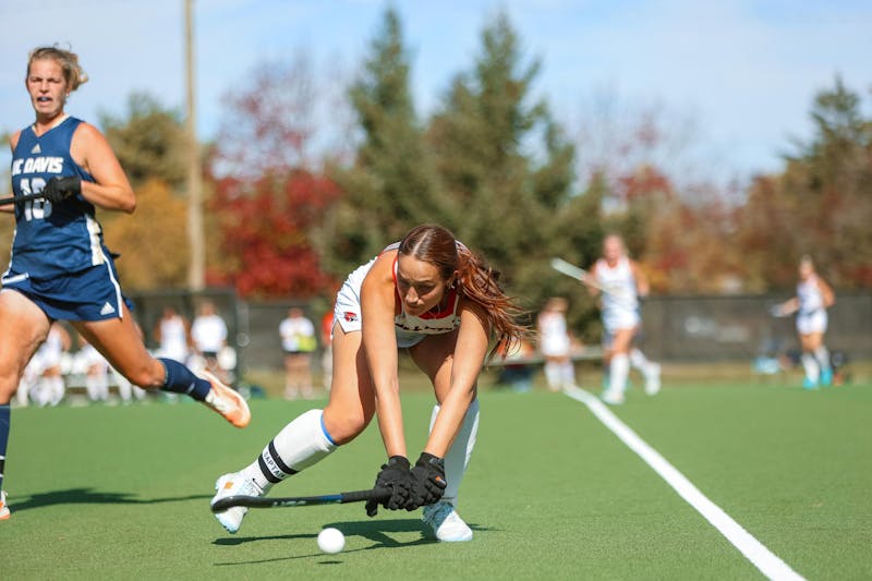 Graduate Student Michaela Graney defends the ball Oct. 22 at Briner Sports Complex. Graney has played a total of 69 minutes this season. Kaylee Kern, DN