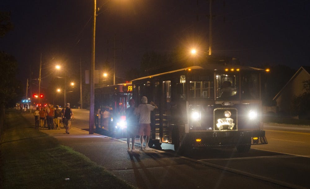 <p>The Student Government Association introduced the Scheumann Shuttle to help students get back to campus after a football game. DN PHOTO BREANNA DAUGHERTY</p>