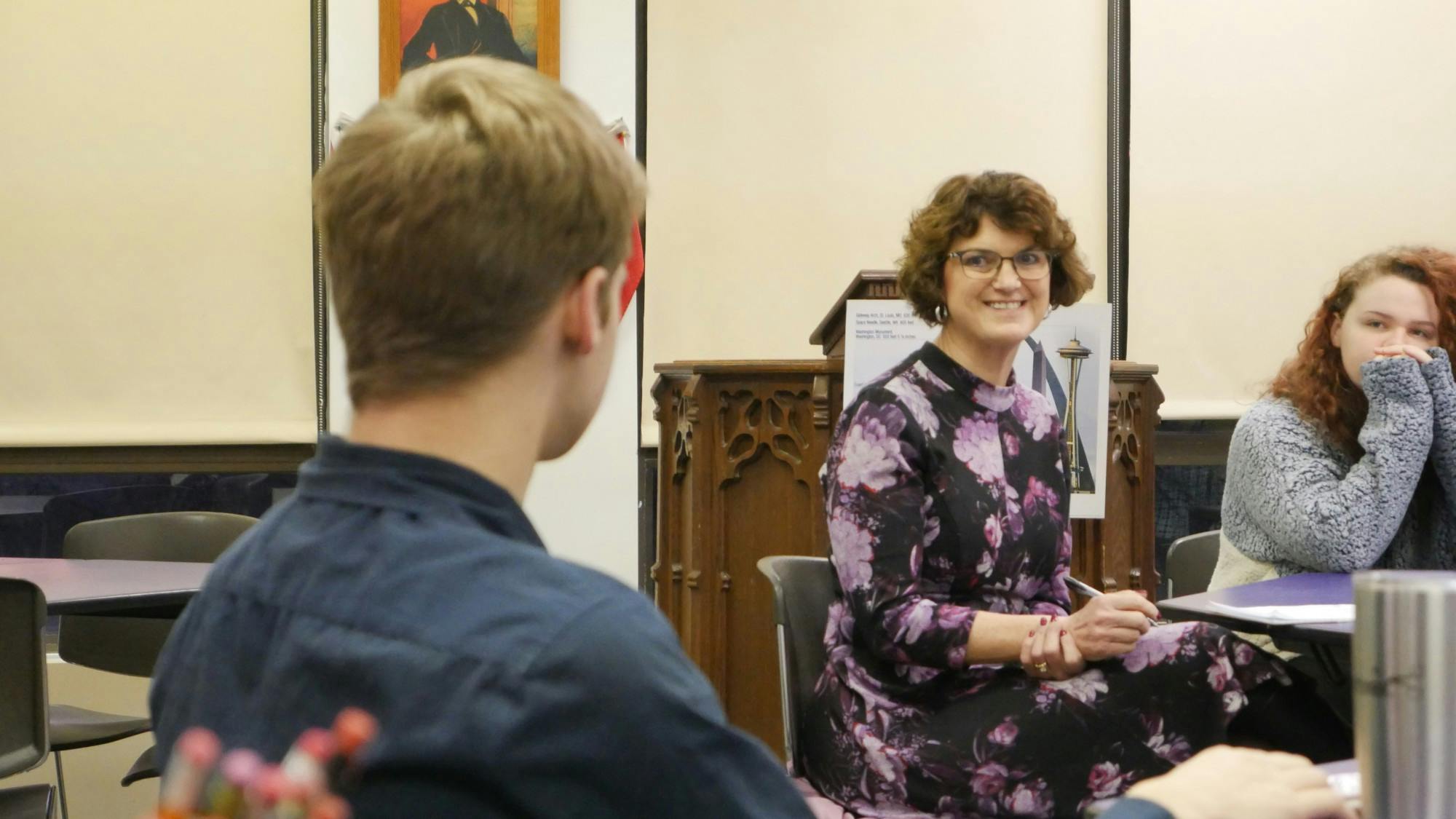 Lee Ann Kwiatkowski, director of public education and CEO of Muncie Community Schools (MCS), speaks with the Student Advisory Board Jan. 22, 2020, at Muncie Central High School. Kwiatkowski said she makes a point to speak with a variety of stakeholders throughout MCS and the Muncie community to make sure she is serving the schools in every way she can. Jake Helmen, DN